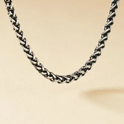 Collier Raph Maille Palmier Acier Gris