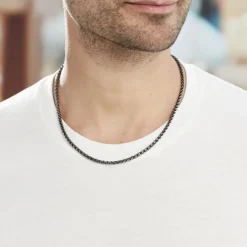 Collier Raph Maille Palmier Acier Gris