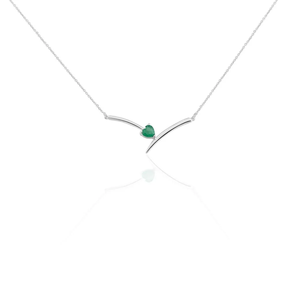Collier Renaldine Or Blanc Emeraude