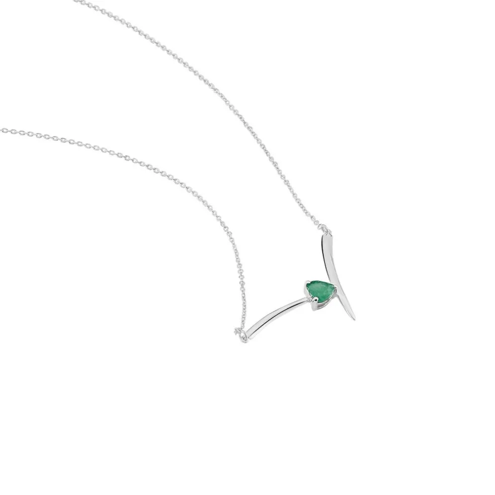 Collier Renaldine Or Blanc Emeraude