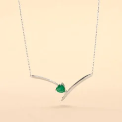 Collier Renaldine Or Blanc Emeraude