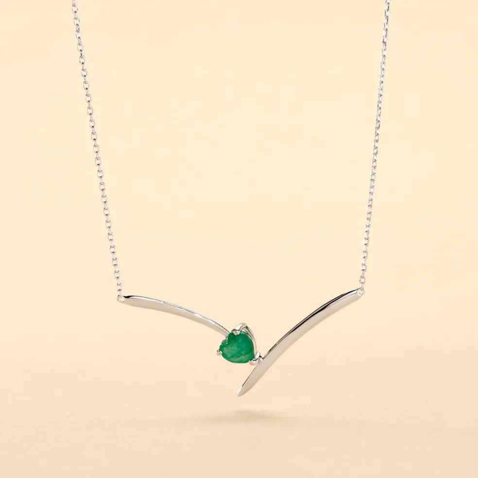 Collier Renaldine Or Blanc Emeraude