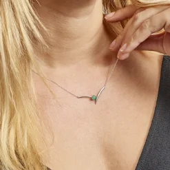 Collier Renaldine Or Blanc Emeraude