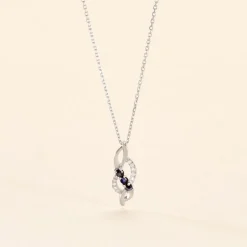 Collier Rosalyne Or Blanc Saphir Et Diamant