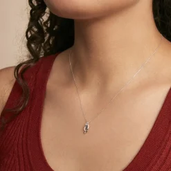 Collier Rosalyne Or Blanc Saphir Et Diamant