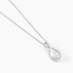 Collier Rozane Argent Blanc Perle De Culture Et Oxyde De Zirconium