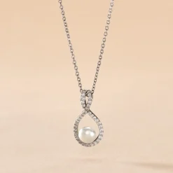 Collier Rozane Argent Blanc Perle De Culture Et Oxyde De Zirconium