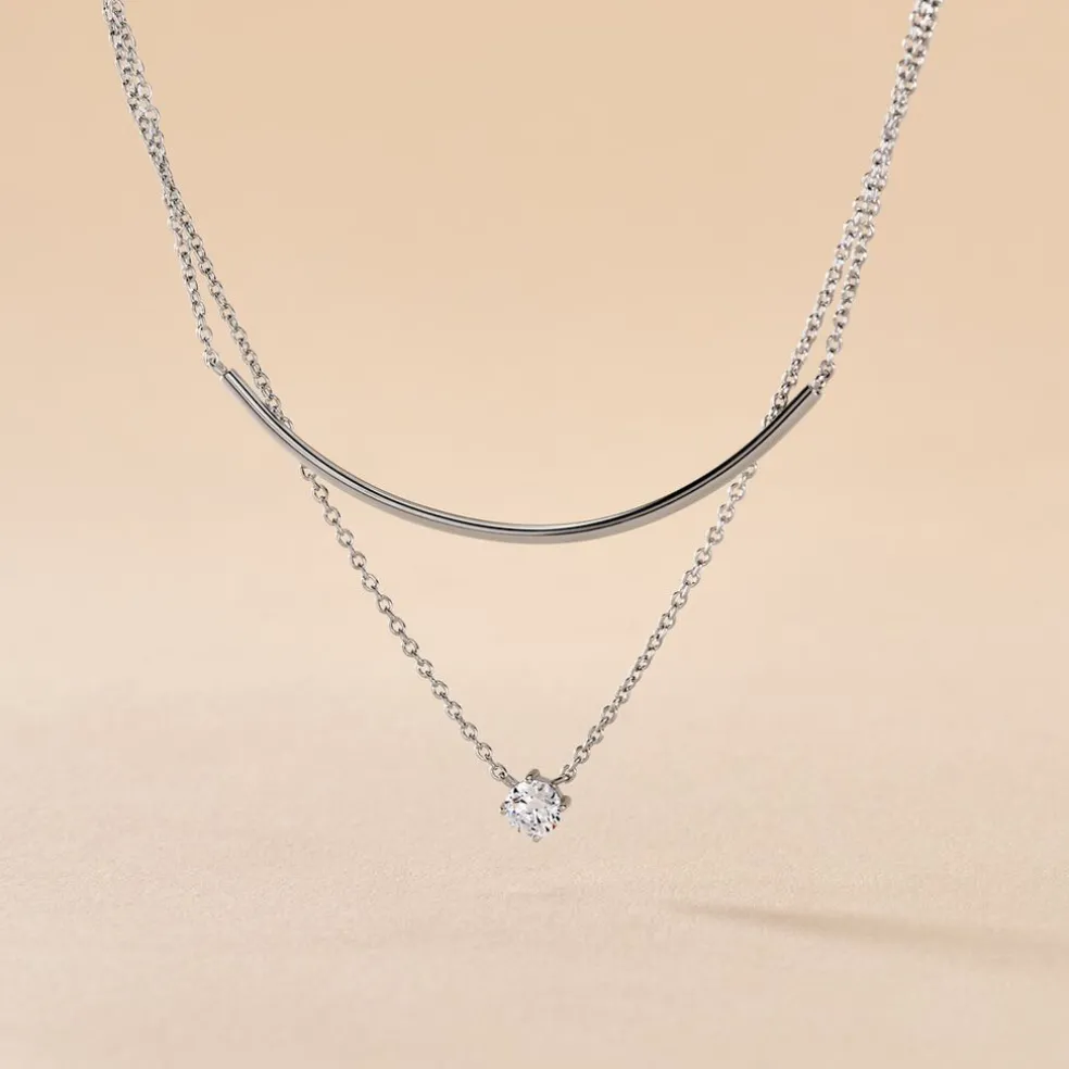 Collier Ruth Argent Blanc Oxyde De Zirconium