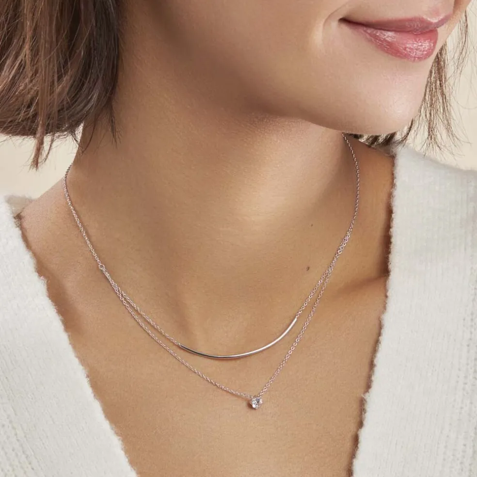 Collier Ruth Argent Blanc Oxyde De Zirconium