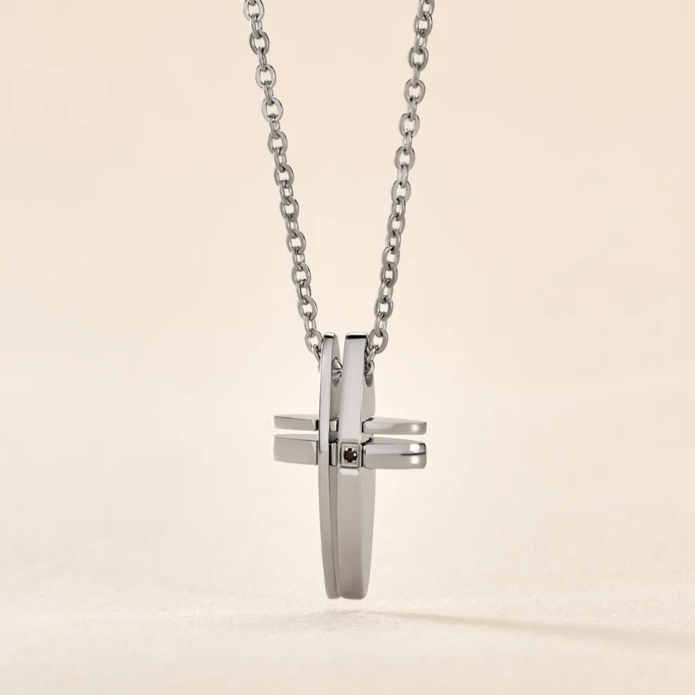 Collier Ruya Acier Blanc Oxyde De Zirconium