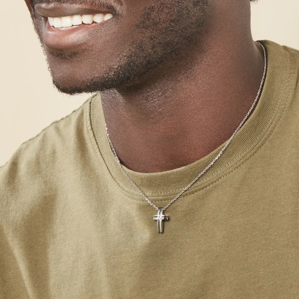 Collier Ruya Acier Blanc Oxyde De Zirconium