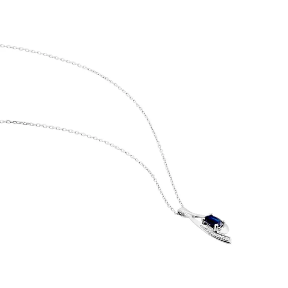 Collier Sagesse Or Blanc Saphir Et Diamant
