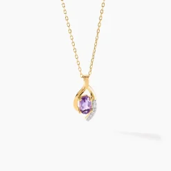 Collier Sagesse Or Jaune Améthyste Oxyde De Zirconium