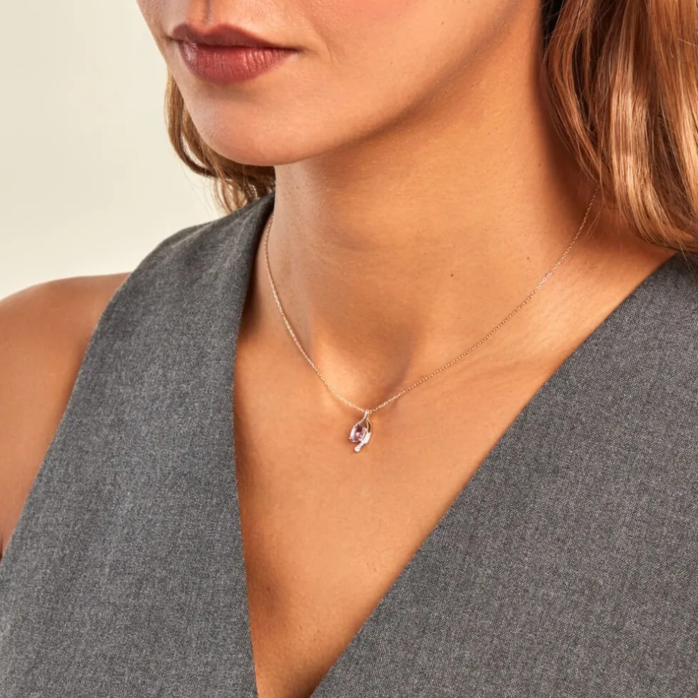 Collier Sagesse Or Jaune Améthyste Oxyde De Zirconium