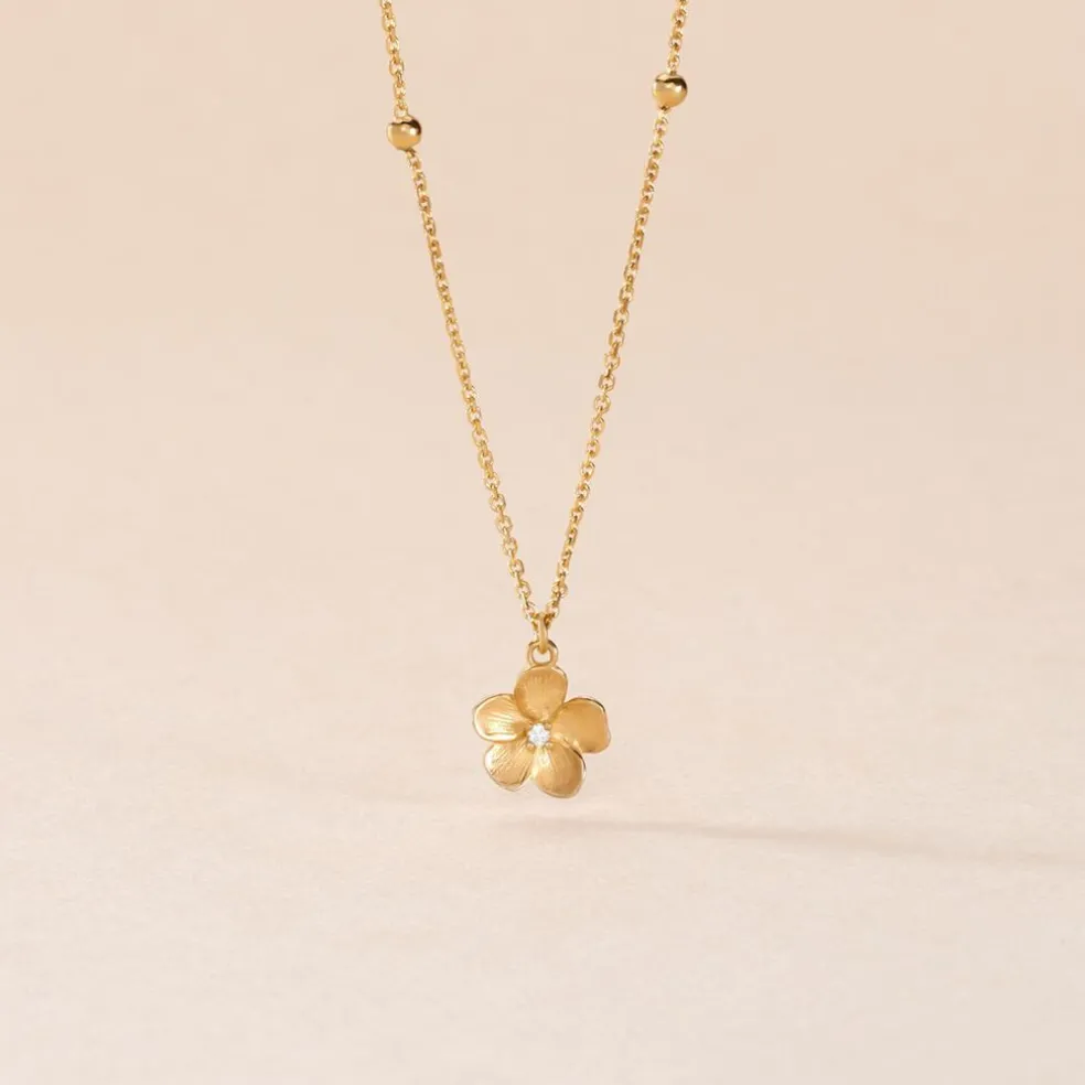 Collier Sakura Love Or Jaune Oxyde De Zirconium