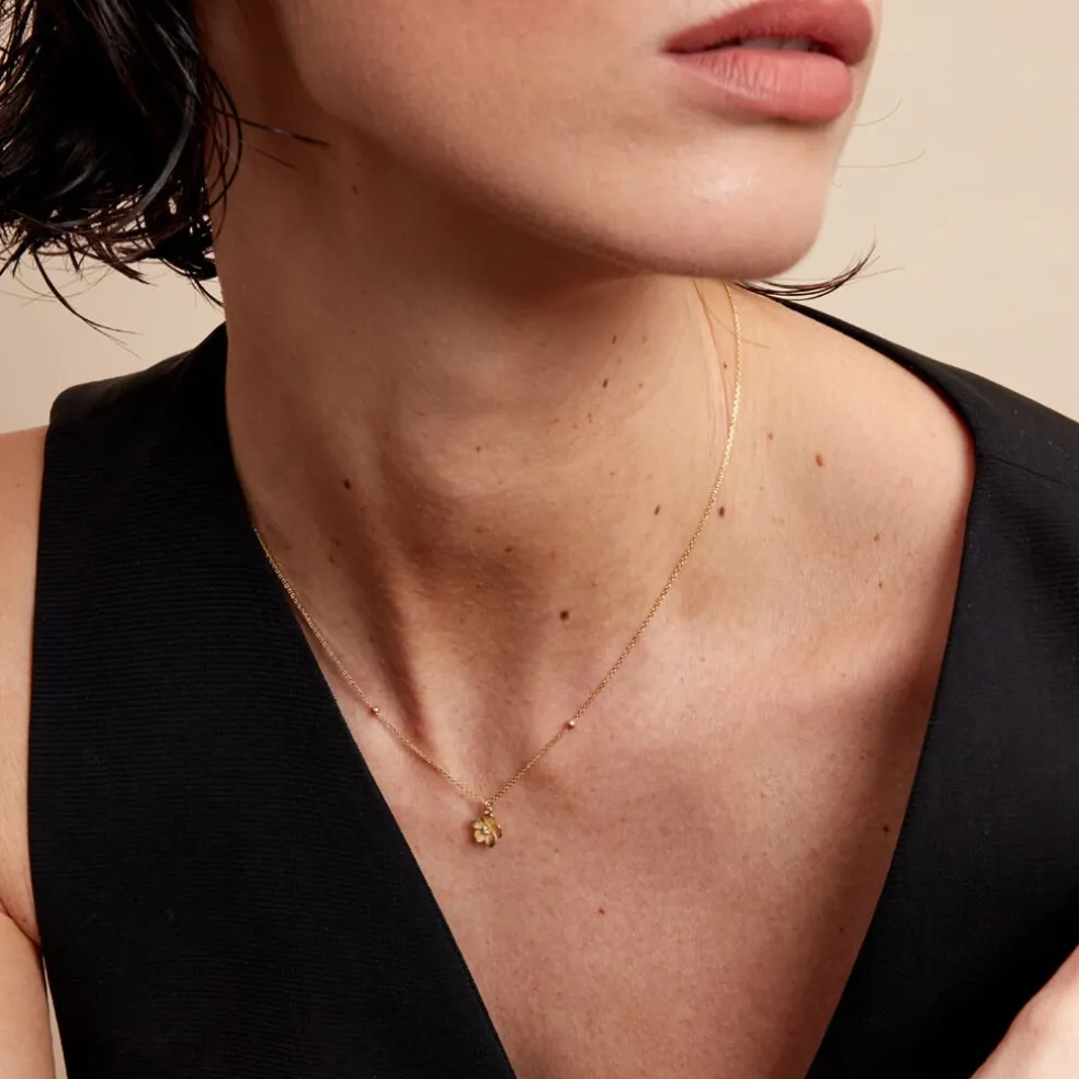 Collier Sakura Love Or Jaune Oxyde De Zirconium