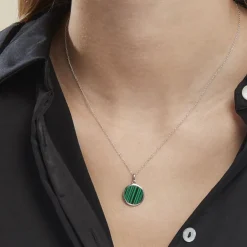 Collier Saül Argent Blanc Malachite