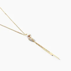 Collier Salman Or Jaune Perle De Culture