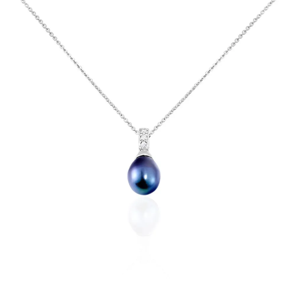 Collier Sara-luna Argent Blanc Perle De Culture Et Oxyde De Zirconium