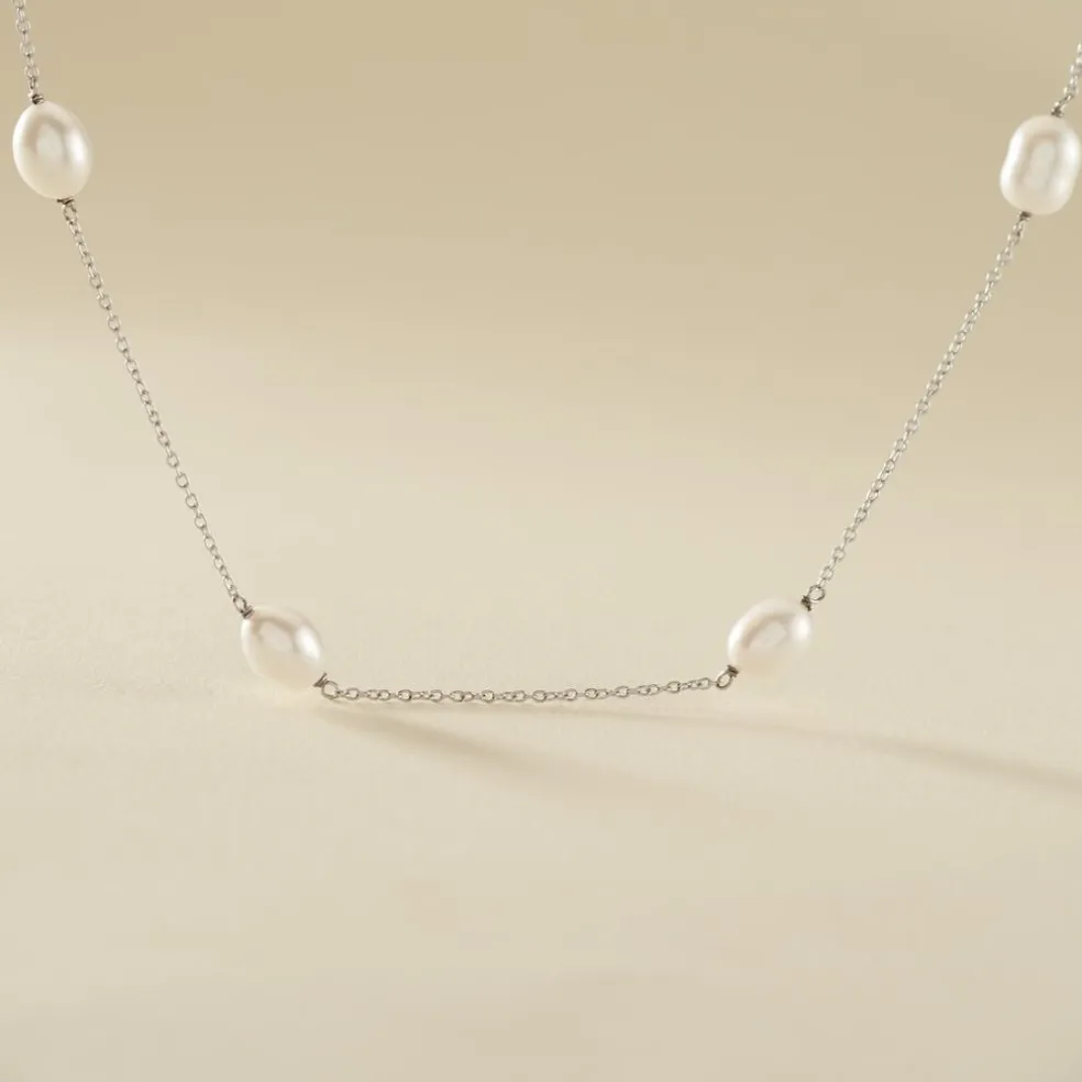 Collier Sautoir Argent Gaspar Perles De Culture 7-8mm 73cm