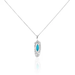 Collier Sautoir Dariella Argent Blanc Pierre De Synthese