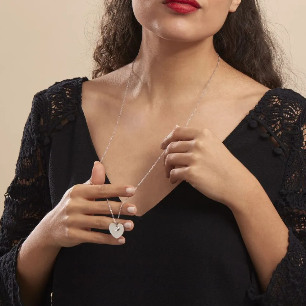 Collier Sautoir Ylla Argent Blanc Oxyde De Zirconium