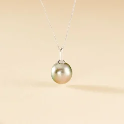 Collier Semi-baroque Or Blanc Perle De Culture De Tahiti