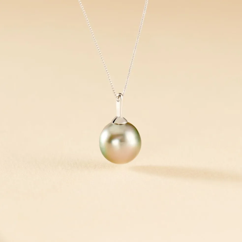 Collier Semi-baroque Or Blanc Perle De Culture De Tahiti