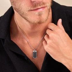 Collier Serjac Acier Blanc Agate