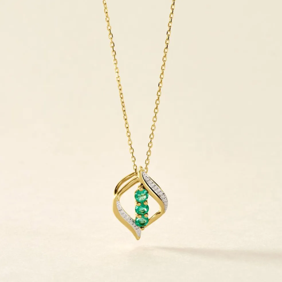 Collier Shahara Or Jaune Emeraude