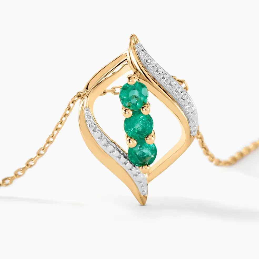 Collier Shahara Or Jaune Emeraude