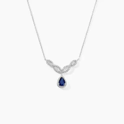 Collier Sissi Or Blanc Saphir Diamant