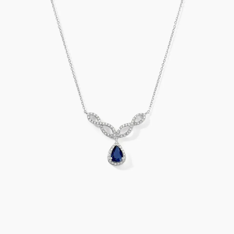 Collier Sissi Or Blanc Saphir Diamant