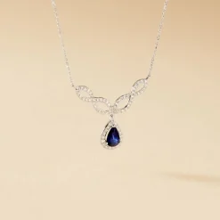 Collier Sissi Or Blanc Saphir Diamant