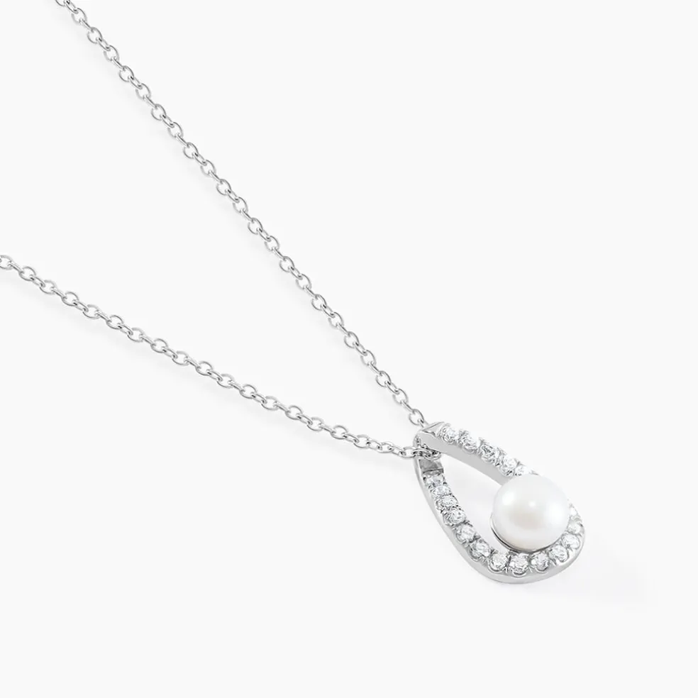 Collier Sohaliaae Argent Blanc Perle De Culture Et Oxyde De Zirconium