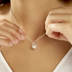 Collier Sohaliaae Argent Blanc Perle De Culture Et Oxyde De Zirconium