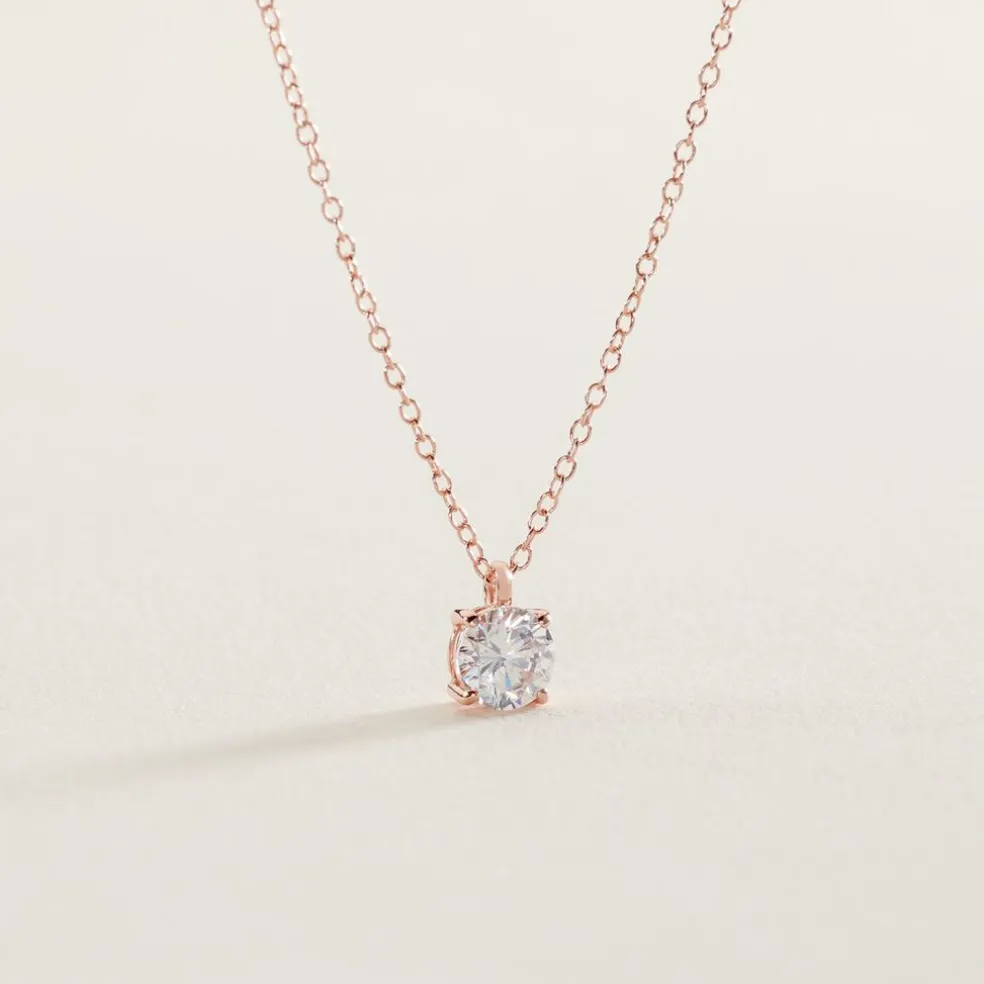 Collier Solitaire Argent Rose Lylwenn Oxyde De Zirconium