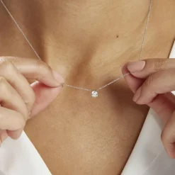 Collier Solitaire Victoria Platine Blanc Diamant
