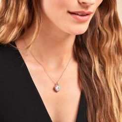 Collier Sphinx Argent Rose Oxyde De Zirconium