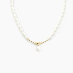 Collier Stella-rose Or Jaune Perle De Culture