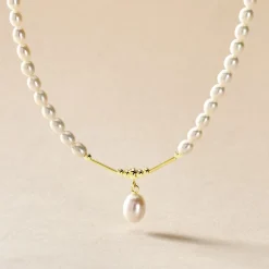 Collier Stella-rose Or Jaune Perle De Culture