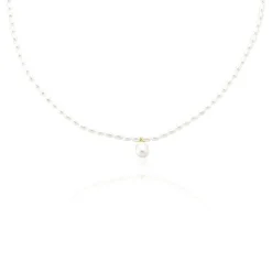 Collier Stella-rose Or Jaune Perle De Culture