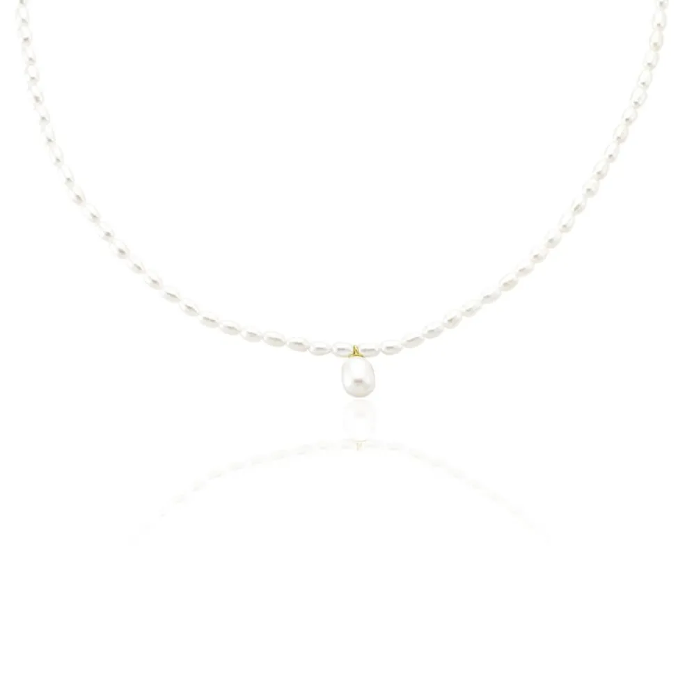 Collier Stella-rose Or Jaune Perle De Culture