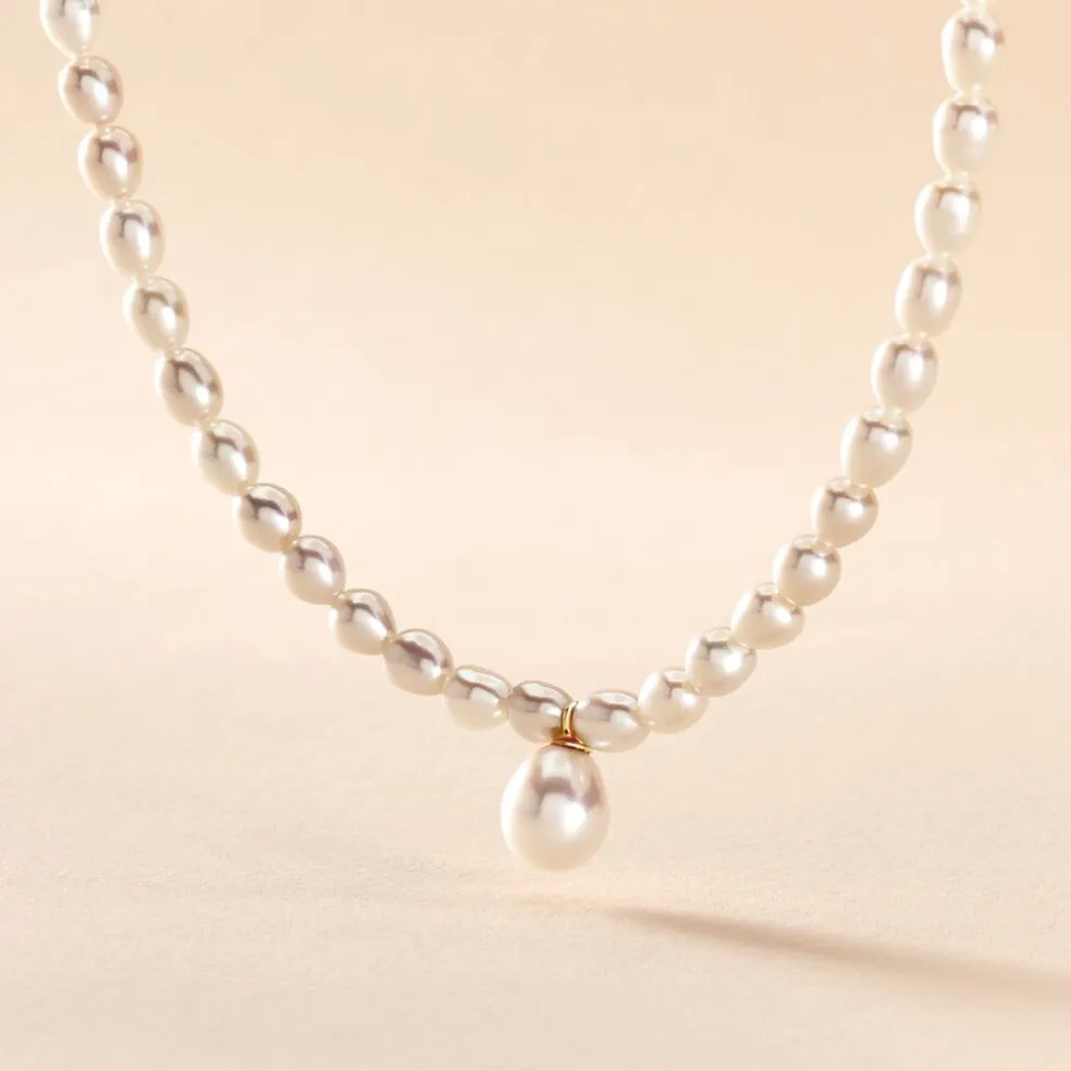 Collier Stella-rose Or Jaune Perle De Culture