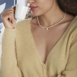 Collier Stella-rose Or Jaune Perle De Culture