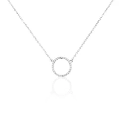 Collier Stip Or Blanc Oxyde De Zirconium