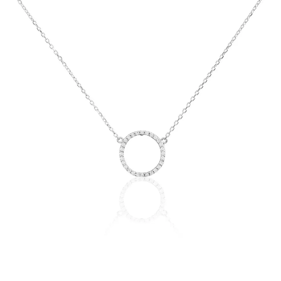 Collier Stip Or Blanc Oxyde De Zirconium