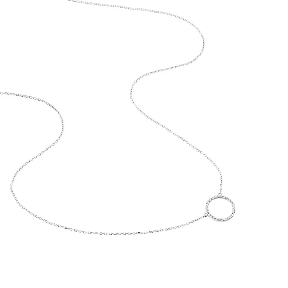 Collier Stip Or Blanc Oxyde De Zirconium