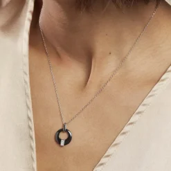 Collier Suzanne Argent Blanc Céramique Et Oxyde De Zirconium