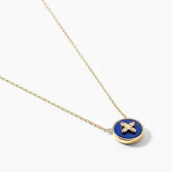 Collier Talisman Or Jaune Lapis Lazuli Diamant